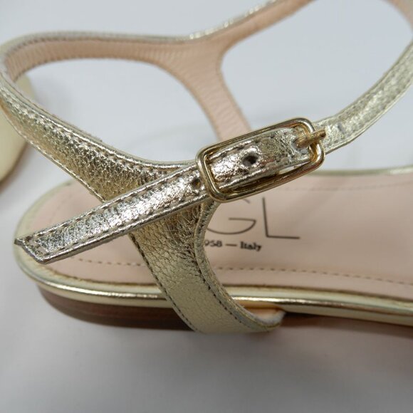 AGL Milly Ankle Strap Slingback Ballet Flats 37 7 Platino Gold Leather NEW $395 - Picture 13 of 14